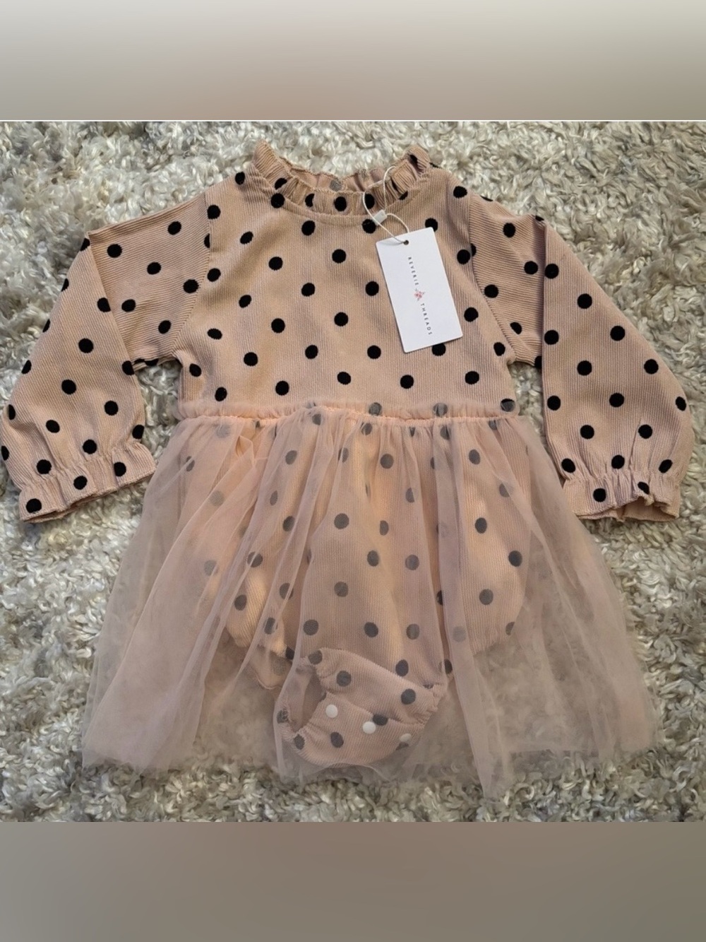 Reverie Threads Pink Polka Dot Baby Dress | 9-12M